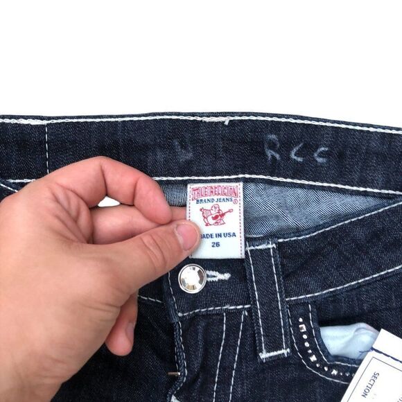 Brand New True Religion Jeans Size 26 STRAIGHT Clear Crystal - Picture 3 of 10